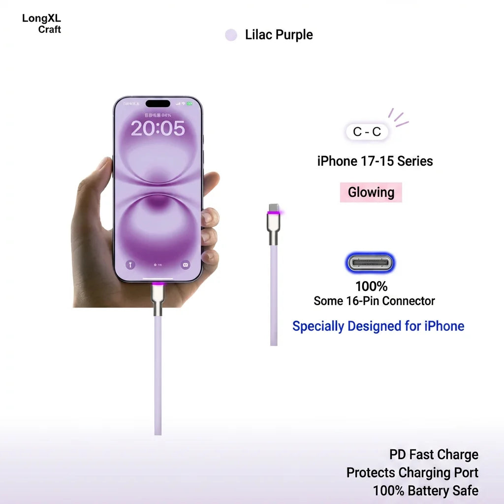 240W USB-C Cable - Lilac Purple Color Card
