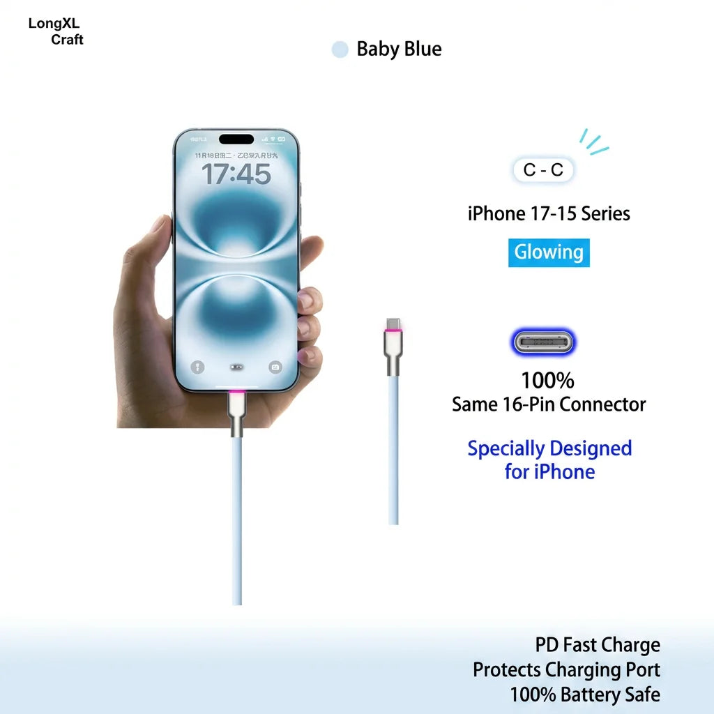 240W USB-C Cable - Baby Blue Color Card